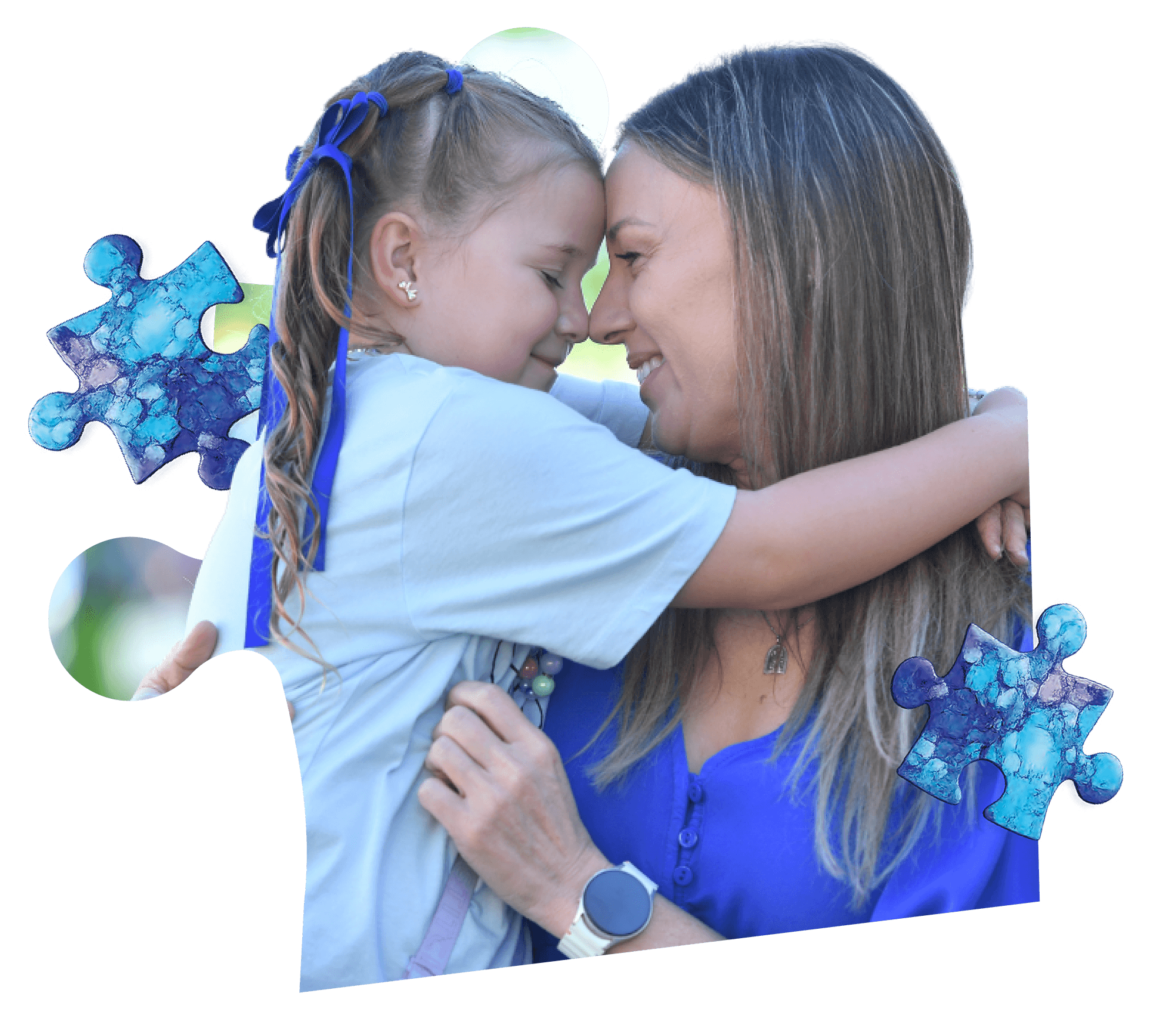 A mum hugging a young girl